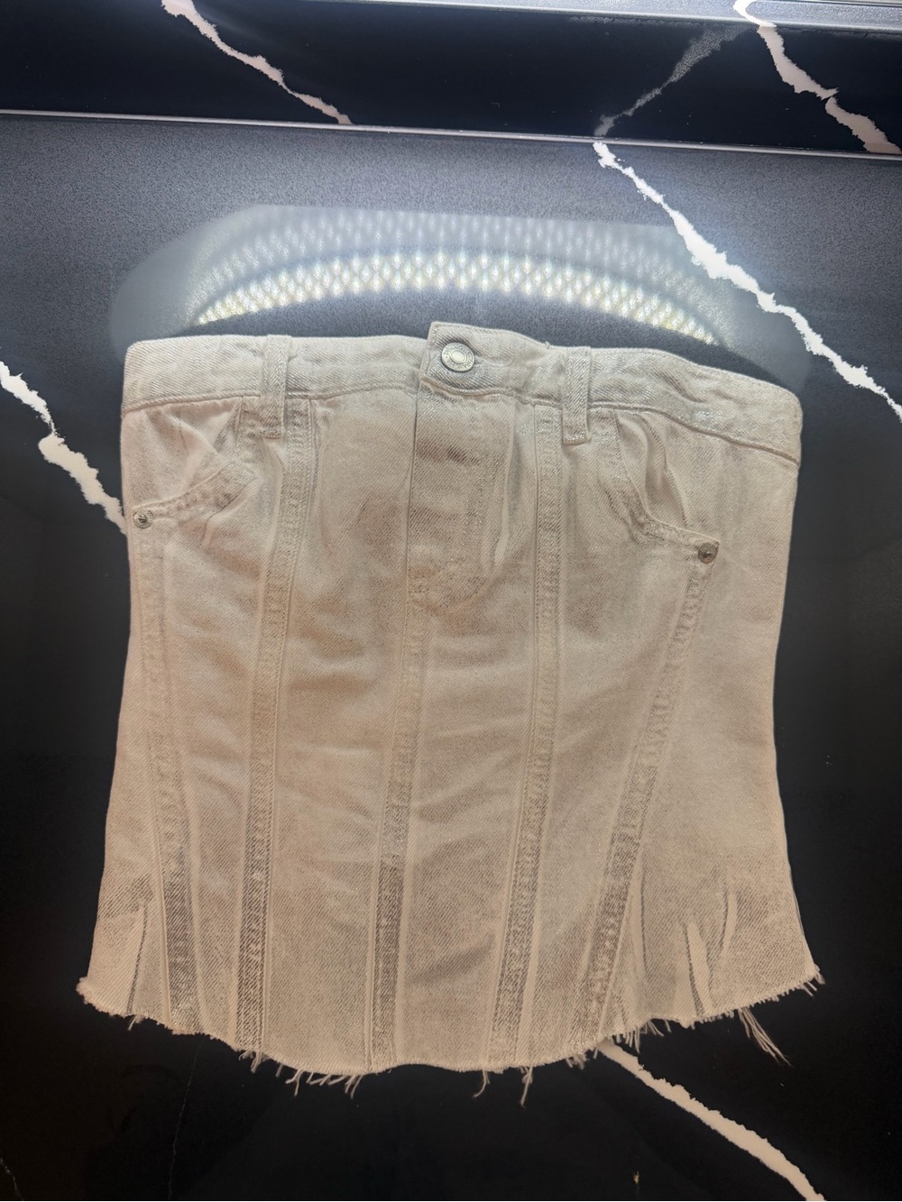 Zara Beige Strapless Denim Corset Skirt